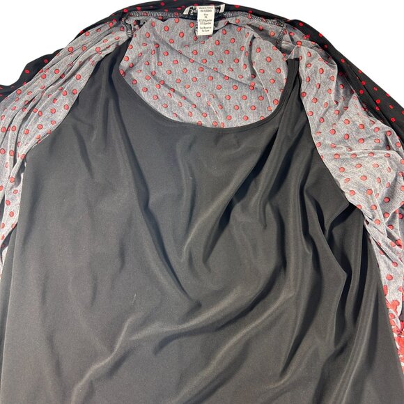 Serengeti Blouse Faux Two Piece Black Red Size XL Modest Mature Polka Dot - Picture 4 of 6